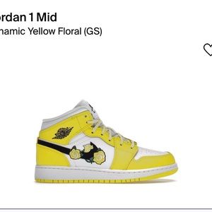 Jordan 1 Mid Dynamic Yellow Floral 5.5Y (Fits 7-7.5 W)